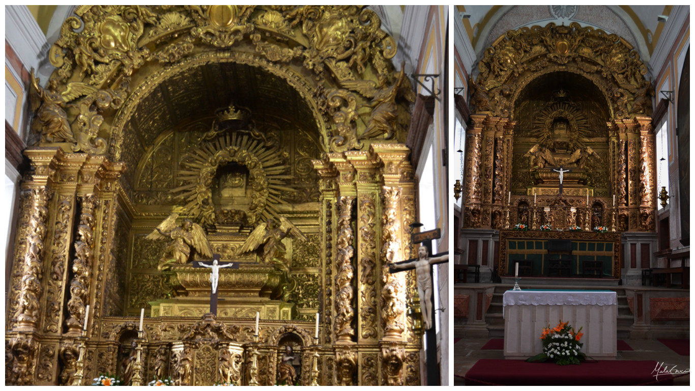 Altar com retábulo em talha dourada- Igreja de São Pedro, em Óbidos