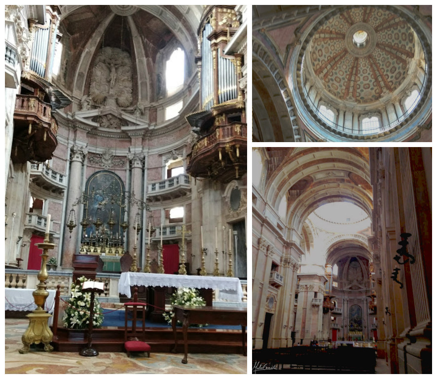 Interior da Basílica de Mafra, detalhes da cúpula e altar