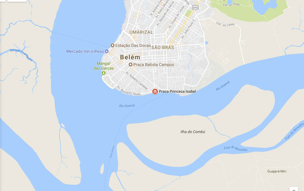 Localização da Ilha do Combu, Belém, Pará.